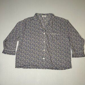 SLEEPY JONES Women Marina Pajama Shirt XL Liberty‎ Floral Print Cotton Purple